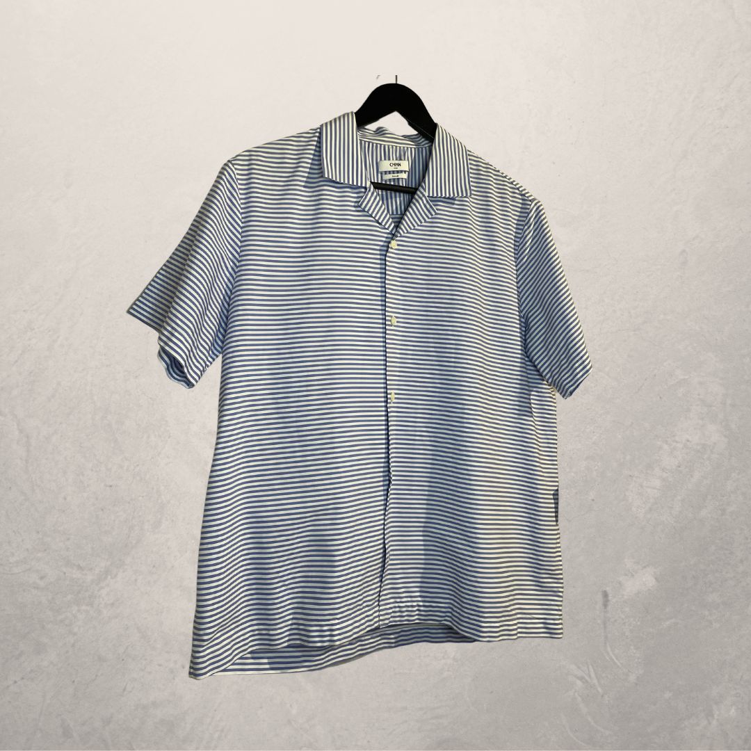CMMN SWDN gestreept blauw overhemd M