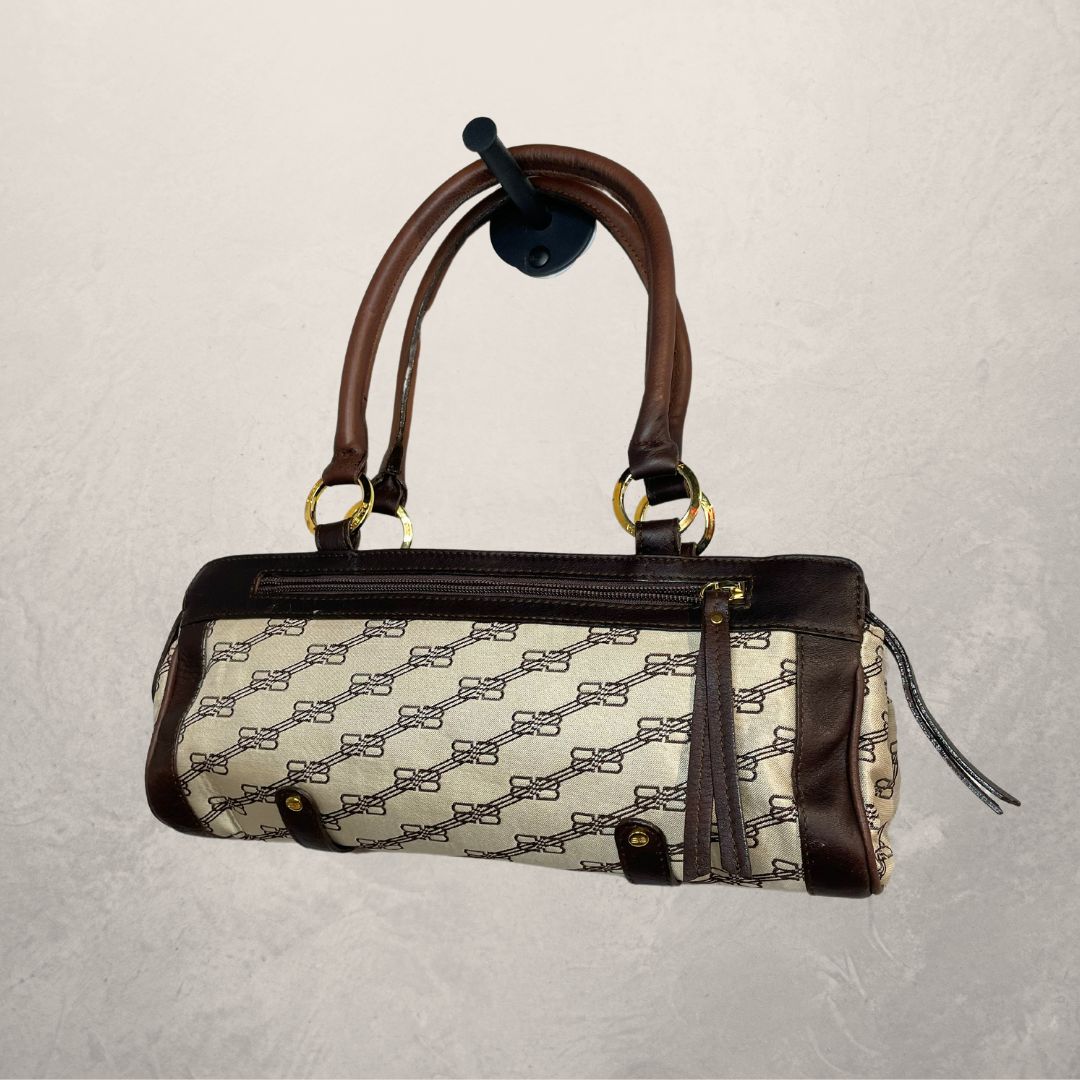 Vintage Balenciaga crème/gouden monogram schoudertas
