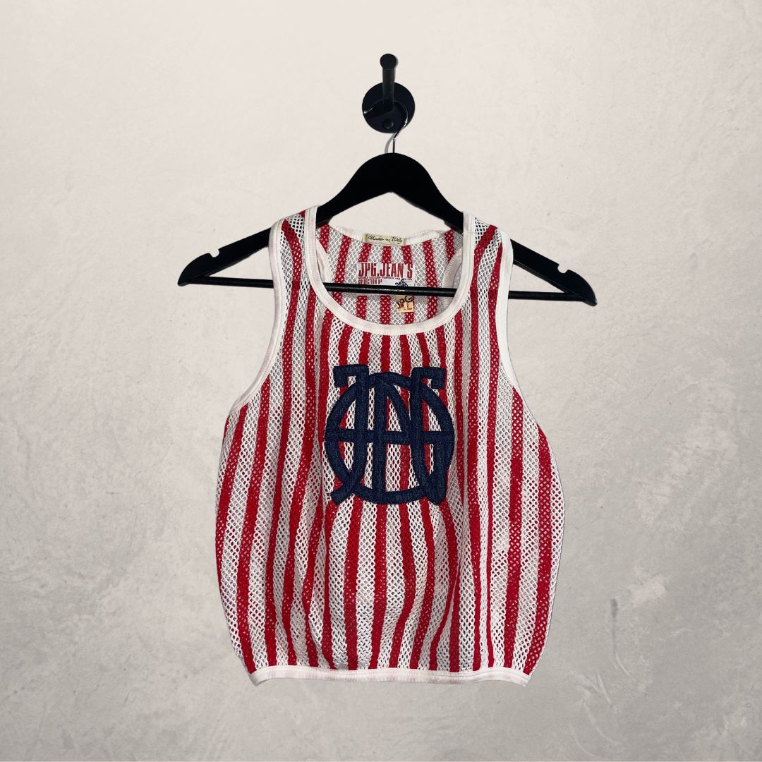 VINTAGE JEAN PAUL GAULTIER red striped crop top SIZE SMALL