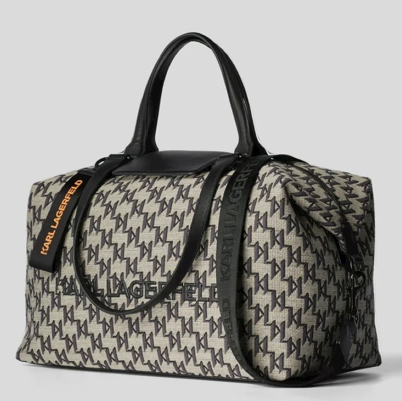 Karl Lagerfeld black grey logo Weekender Bag