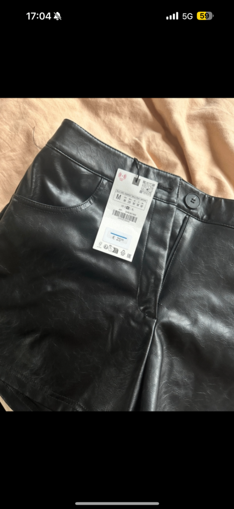 Zara black leather shorts M