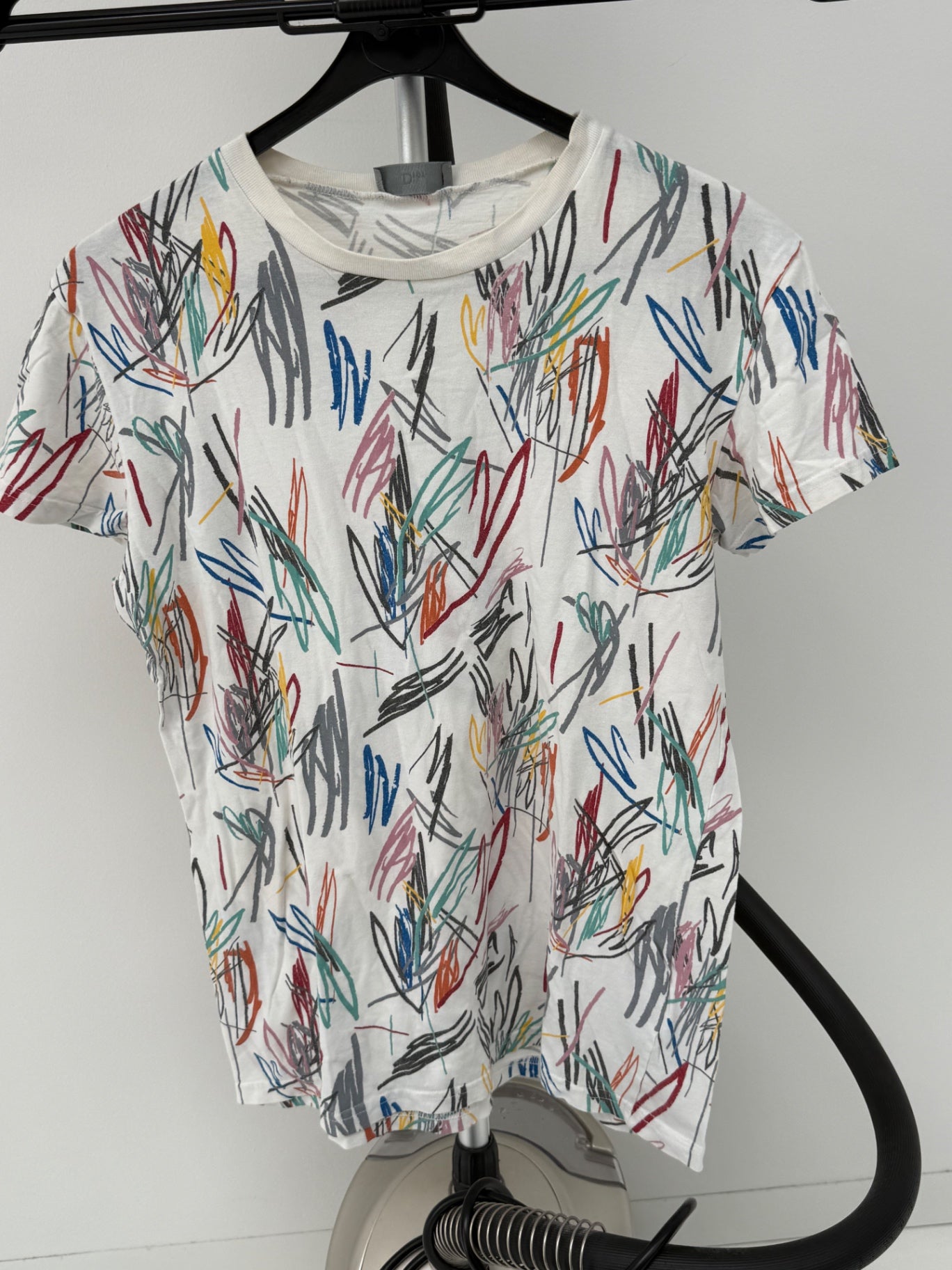 Dior Homme white multicolor scribble print t-shirt M