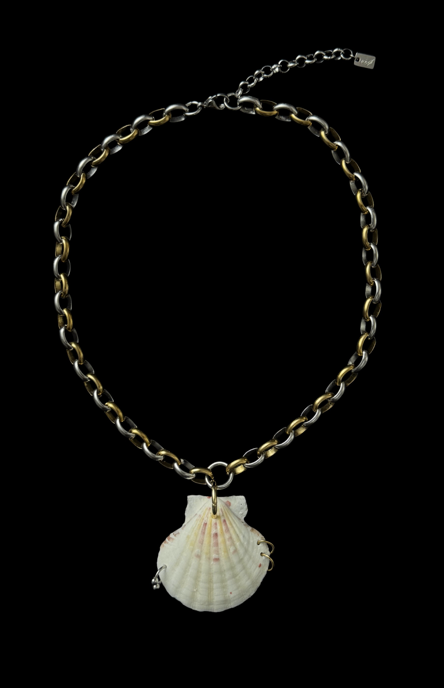 UPCYCLED MIXED METAL SHELL CHOKER - by weARCHIVE