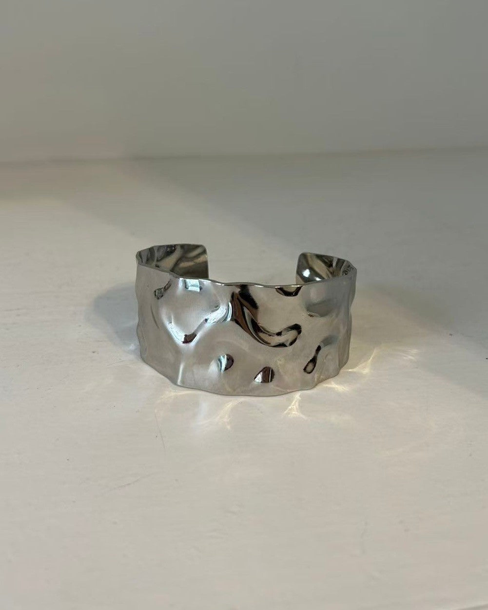 Yara Silver Wavy Waterproof Chunky Bangle