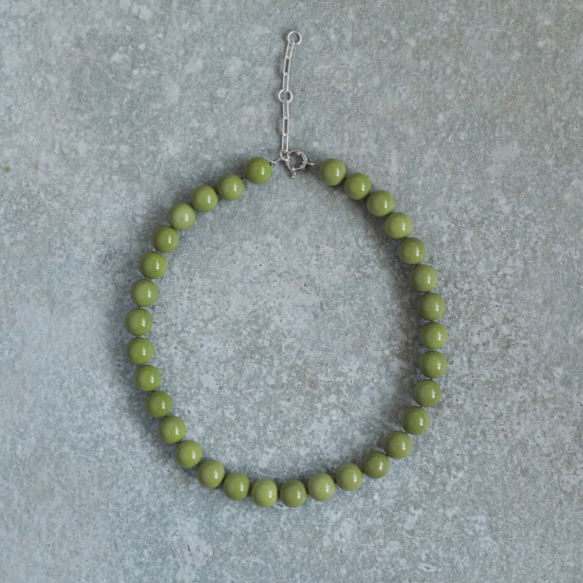 Meja 12mm Green Agate Beads Necklace