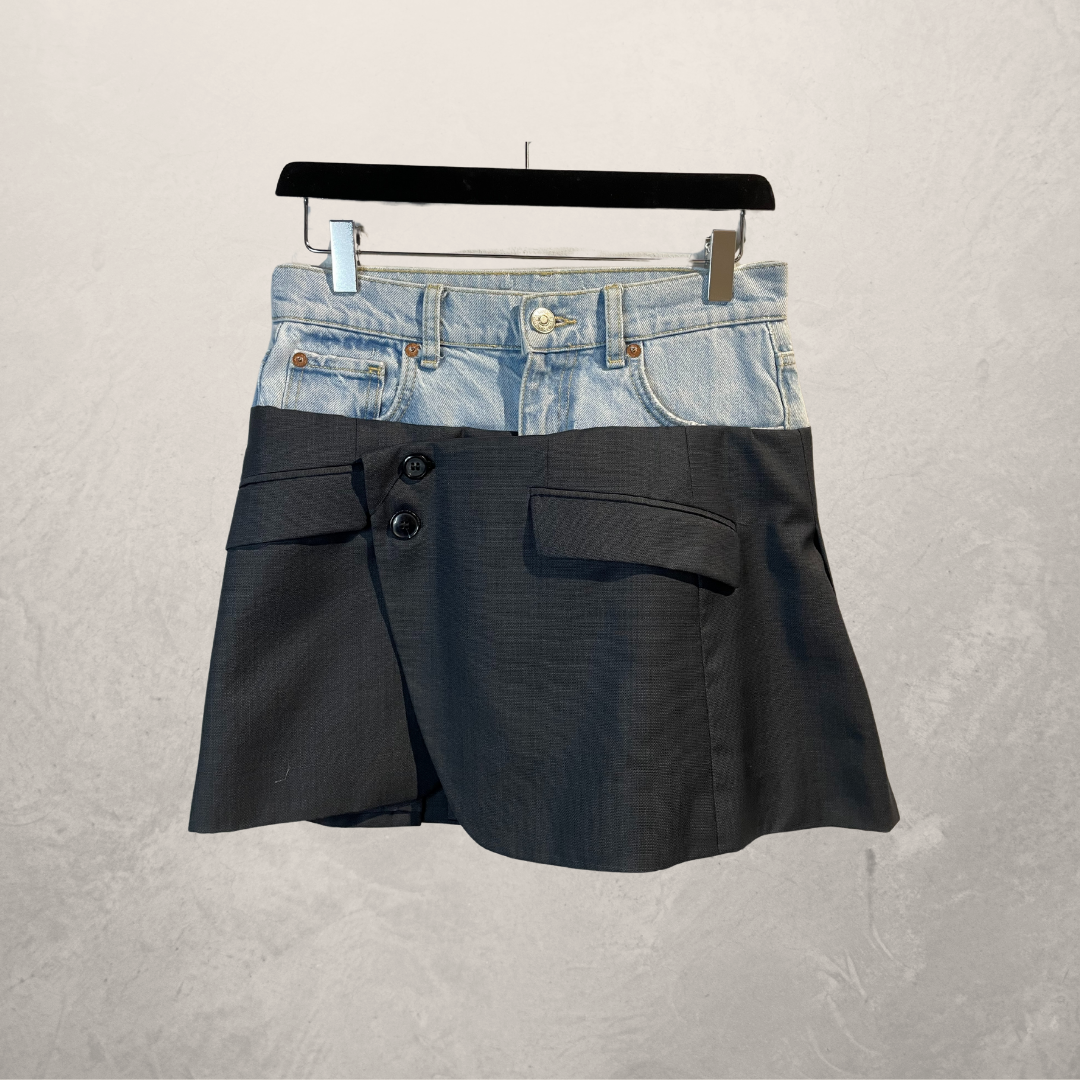 Vintage light blue denim & black skirt S/M- by @DAFFZTheLabel