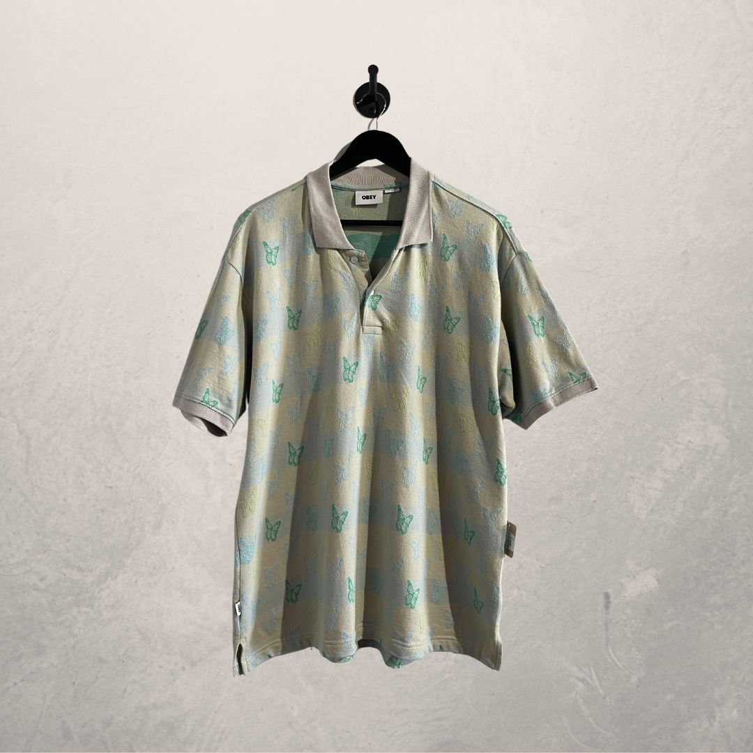 OBEY poloshirt met groene print XL