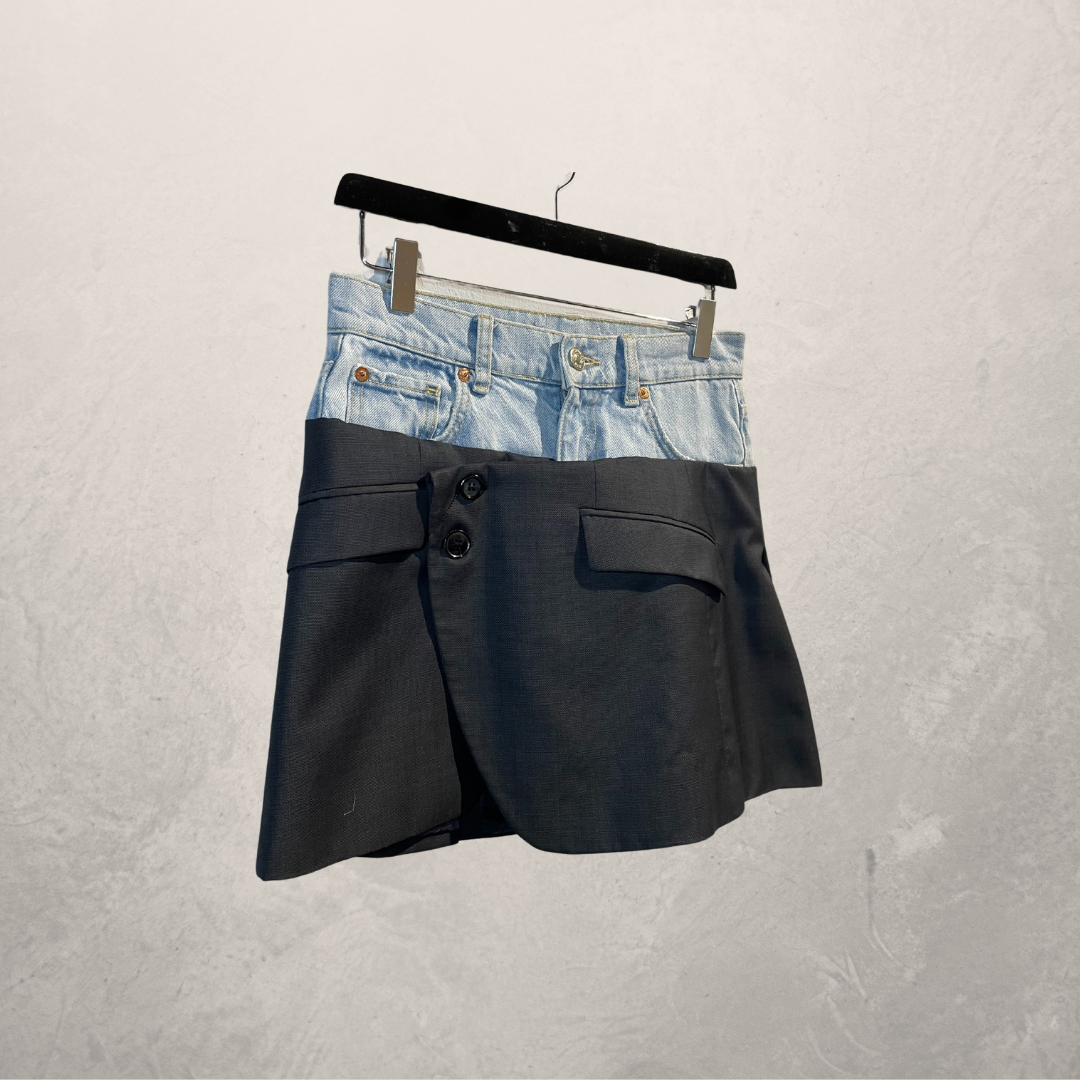 Vintage light blue denim & black skirt S/M- by @DAFFZTheLabel
