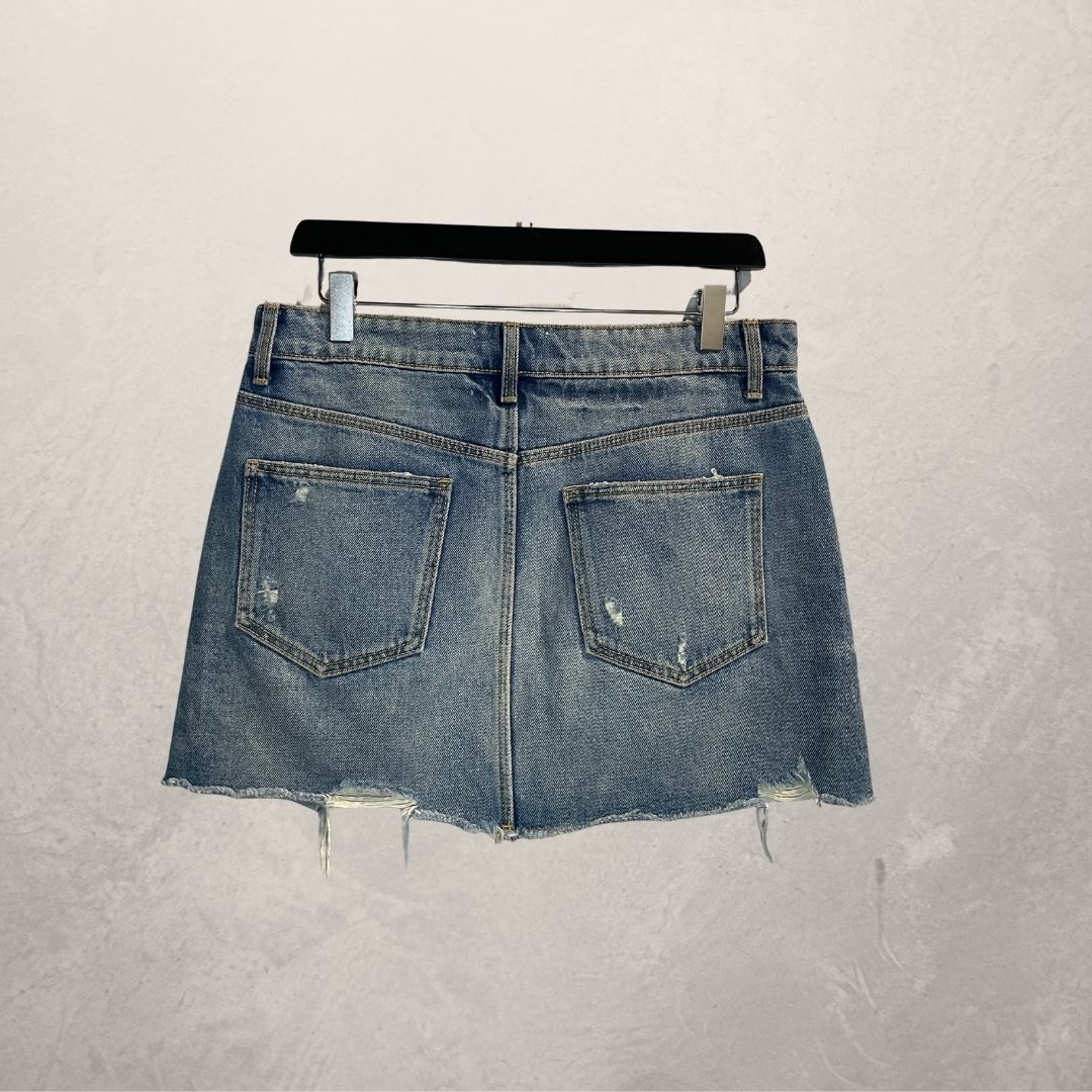 Zara middenblauwe gescheurde rok M