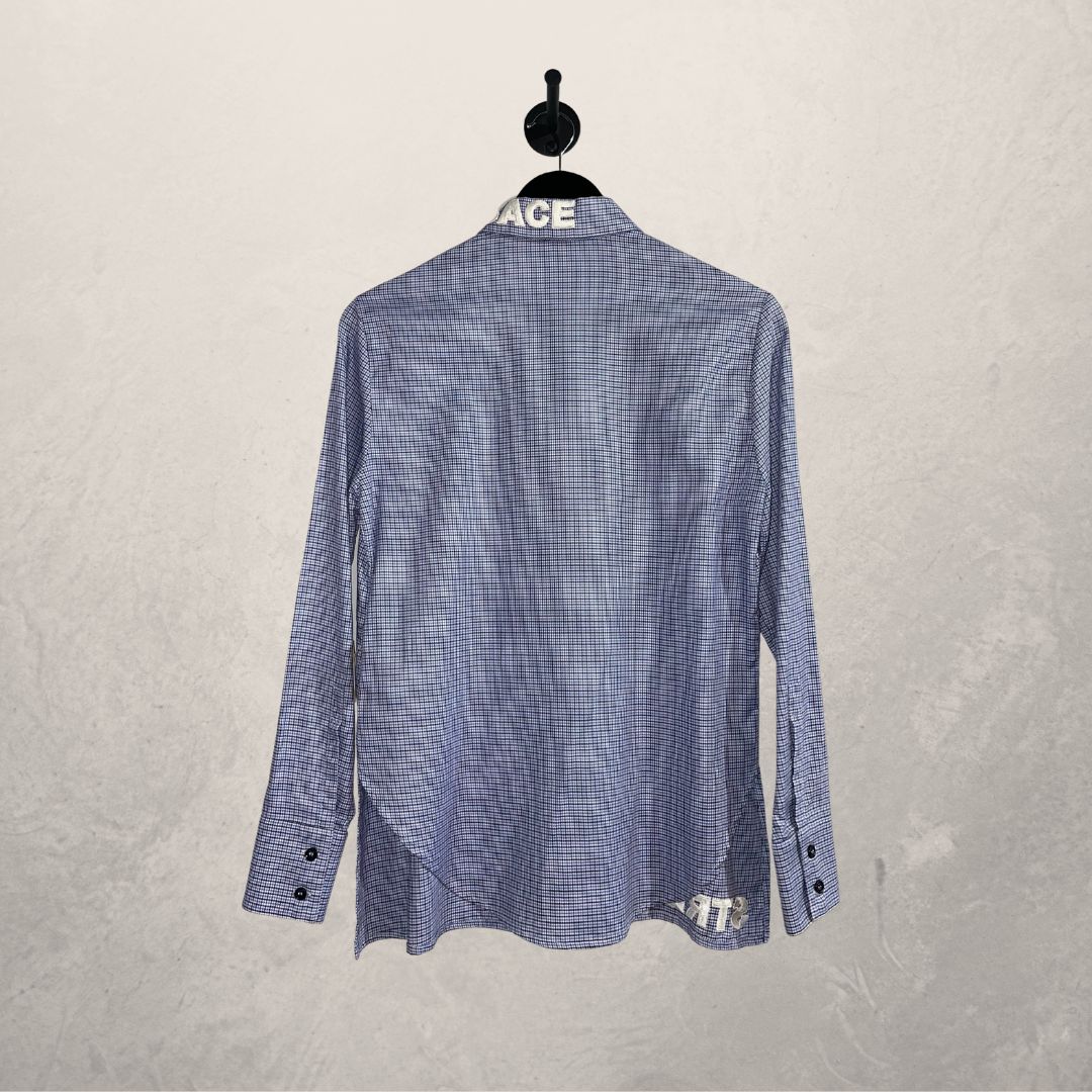 Vintage Versace blauw/witte geborduurde kraag XS