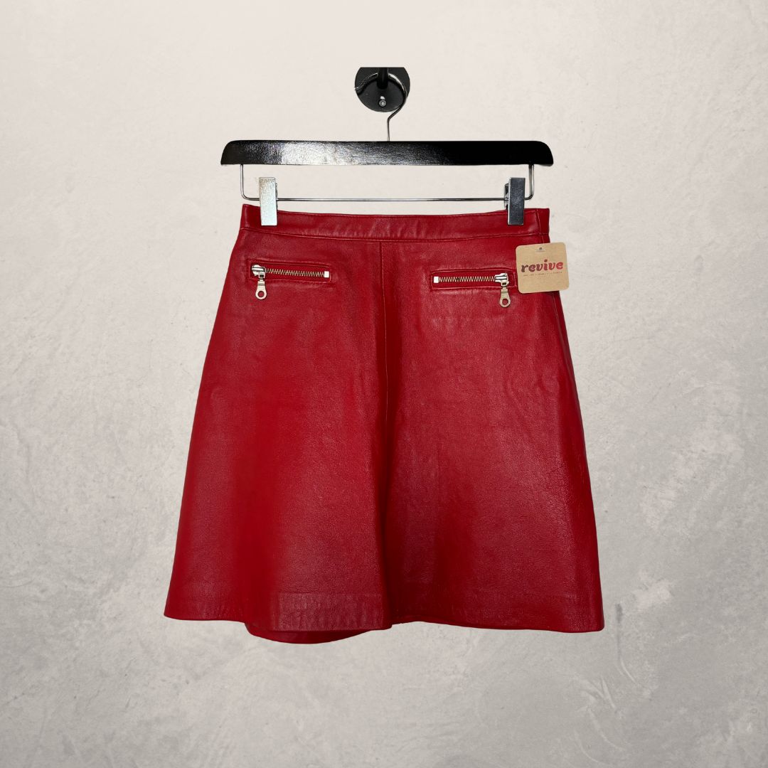 Vintage rode leren rok XS