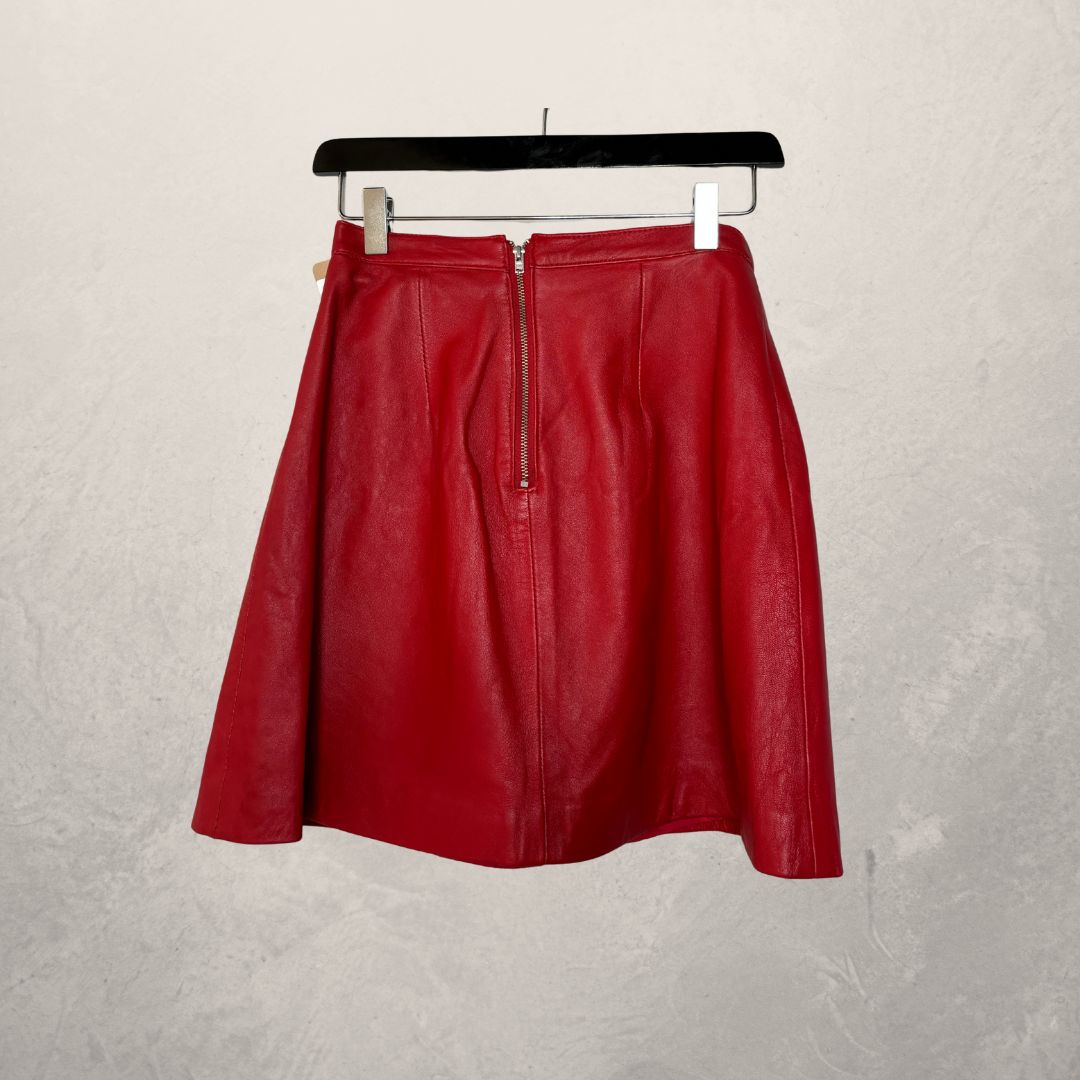 Vintage rode leren rok XS