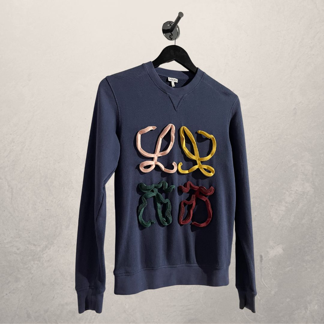Loewe marineblauwe trui met kleurrijk logo XS