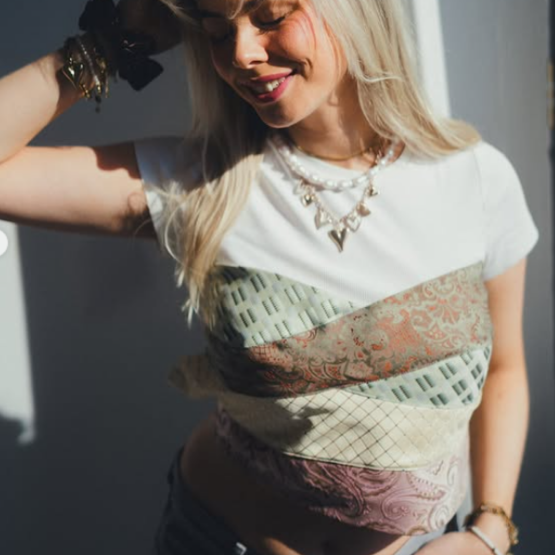 Vintage blauwe Bandeau-striktop OS- door WNDYdesign