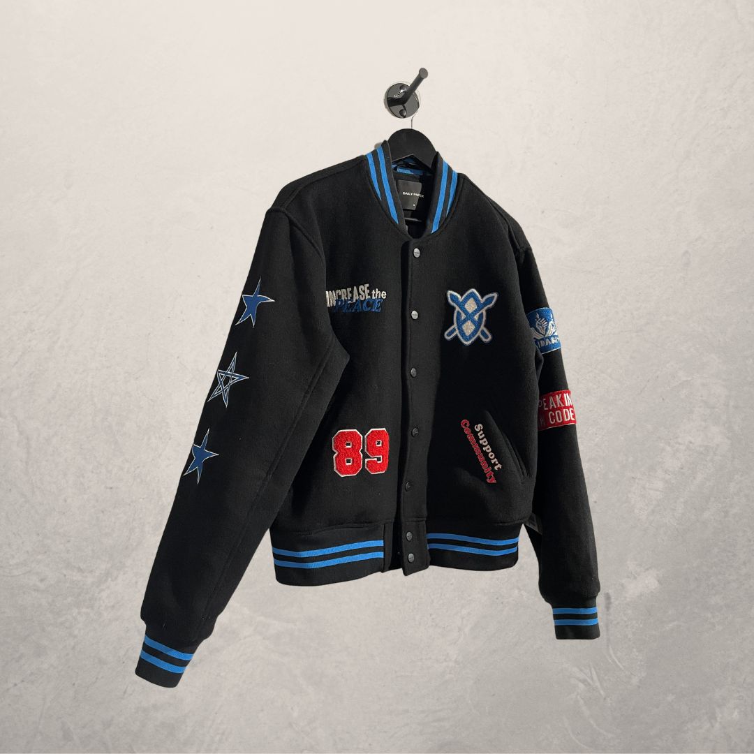 DAILY PAPER black letterman jacket M