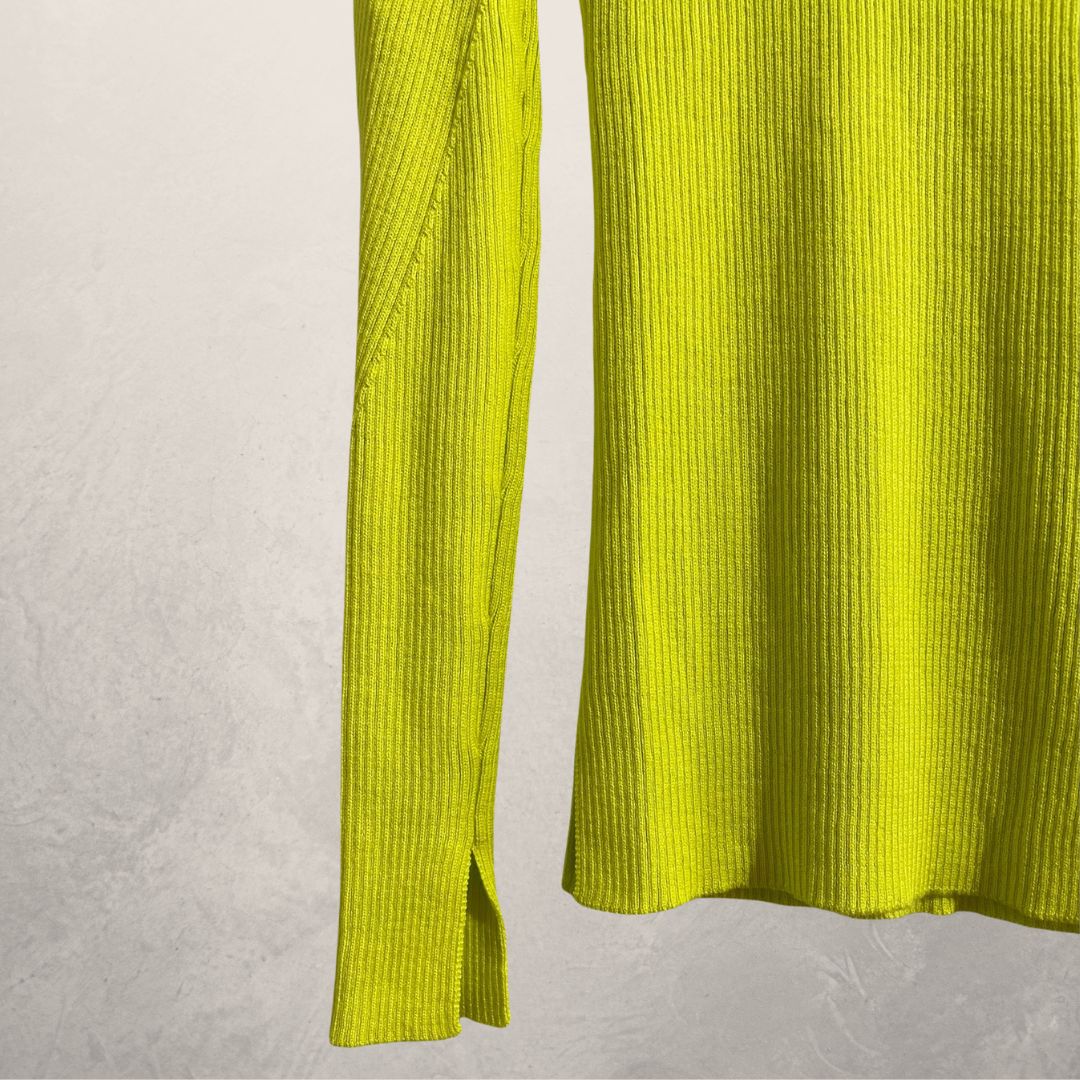 GANNI limoengebreide coltrui met ritssluiting, maat S