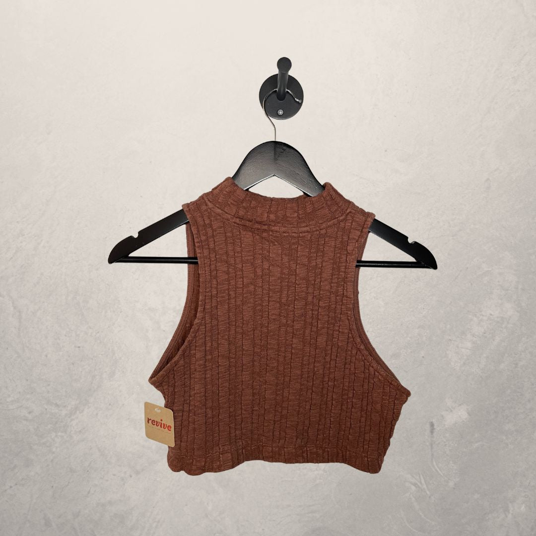 Nakd brown sleeveless knit crop top S