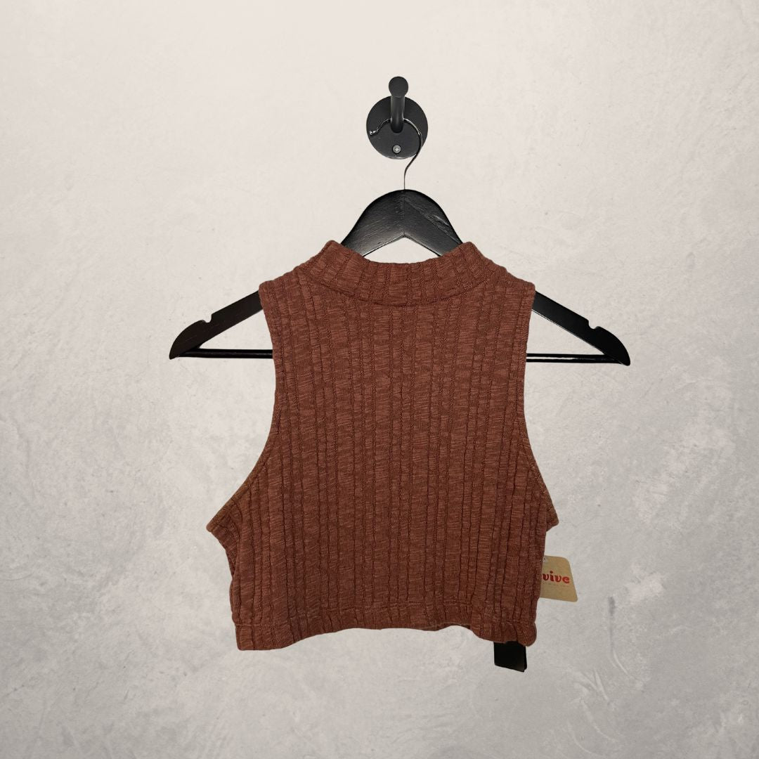 Nakd brown sleeveless knit crop top S