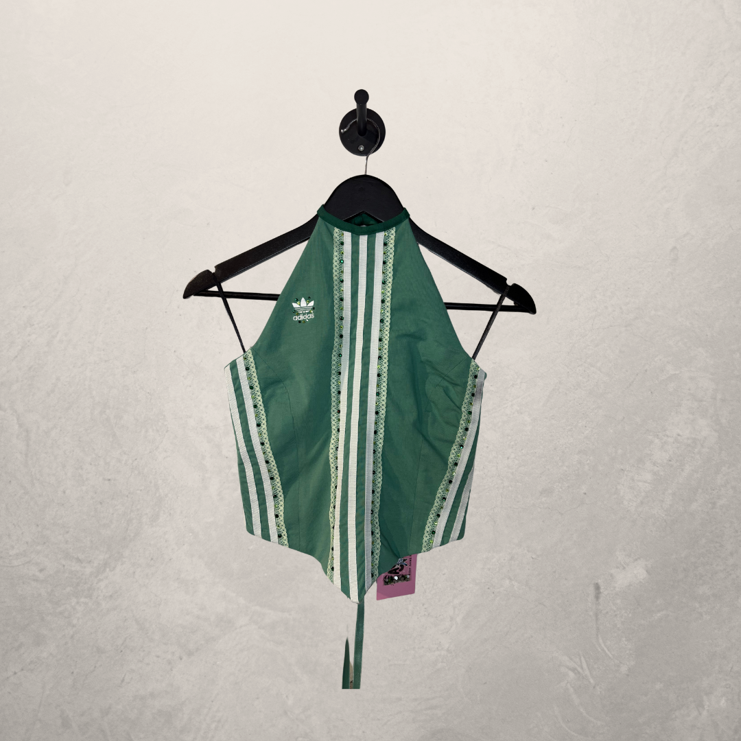Reworked Adidas Sage green Cotton & elastane corset top OS- by Aida Sans Fin