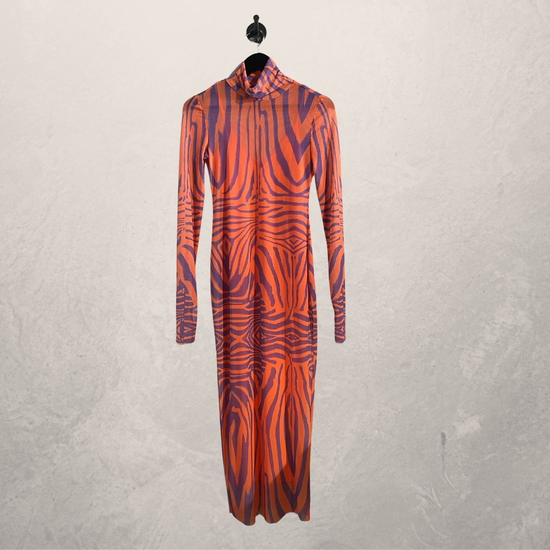 AFRM orange purple mesh dress S