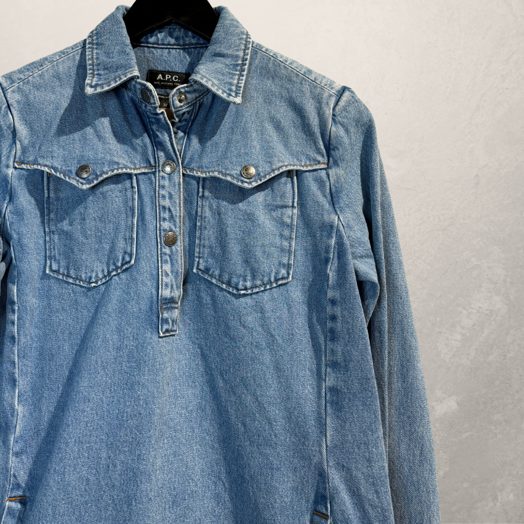 APC lichtblauwe denim shiftjurk XS/S