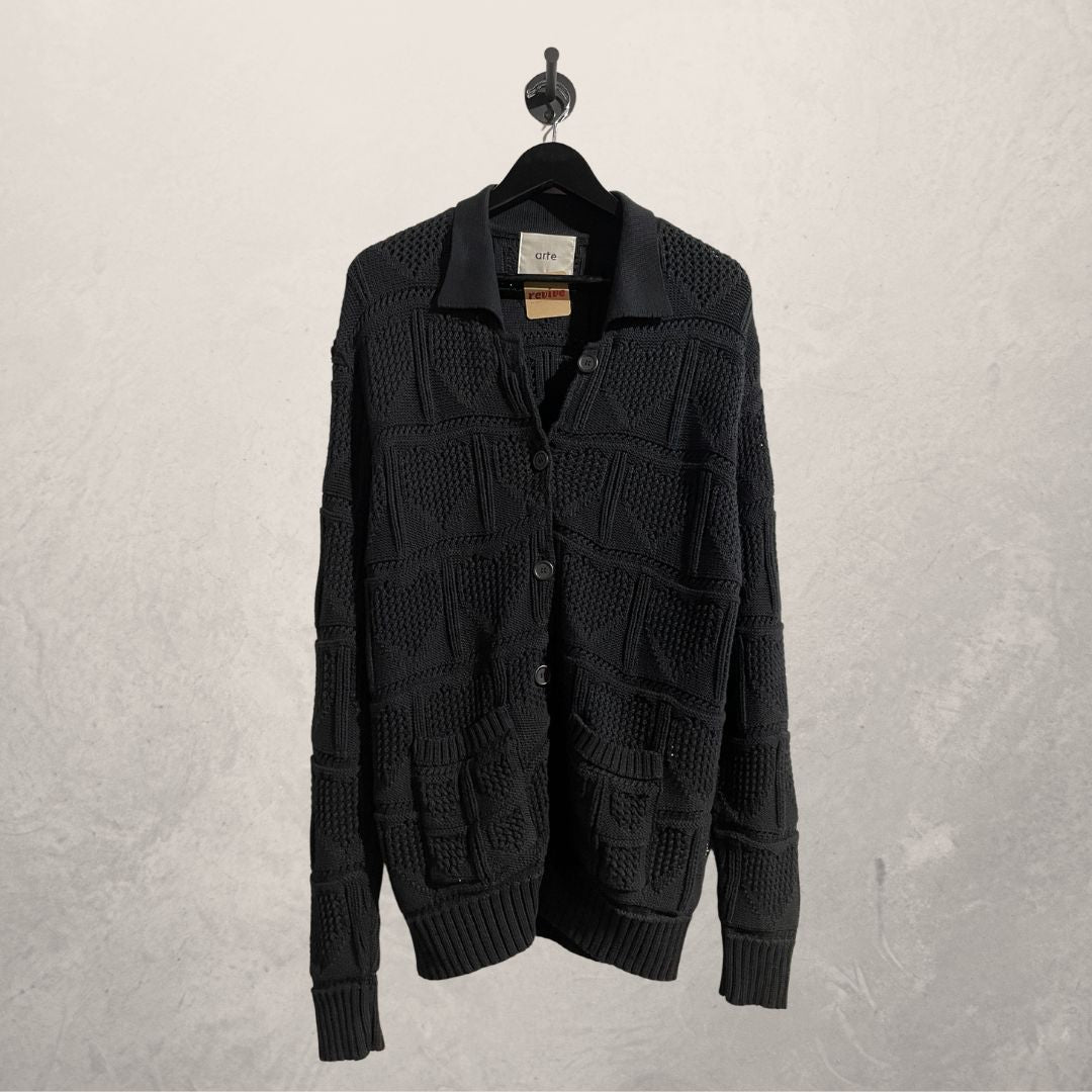 ARTE black knit heart cardigan L