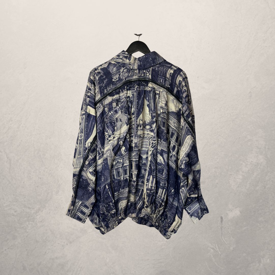 Acne Studios blue vintage print oversized blouse M/L
