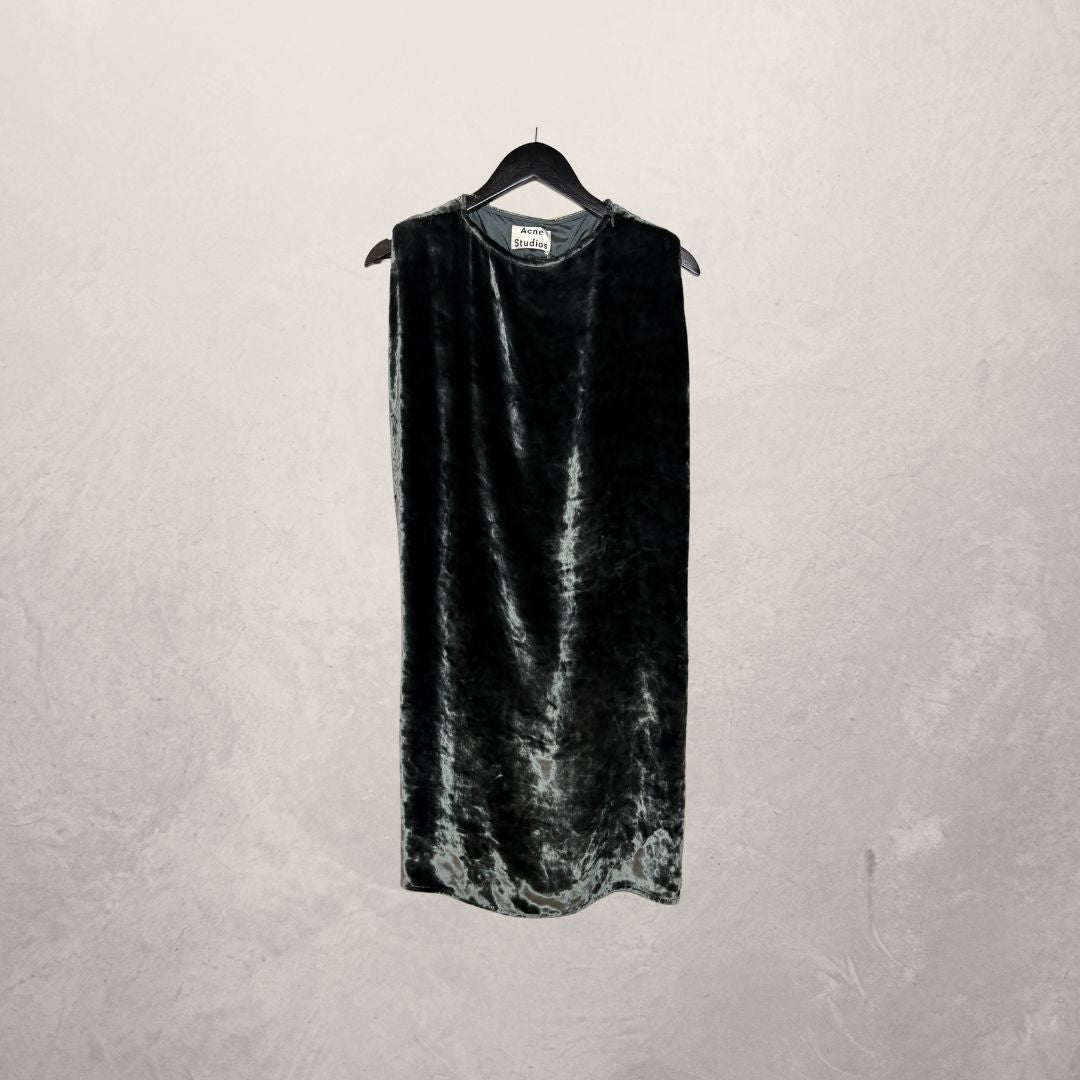 Acne Studios grijze fluwelen shiftjurk S/M