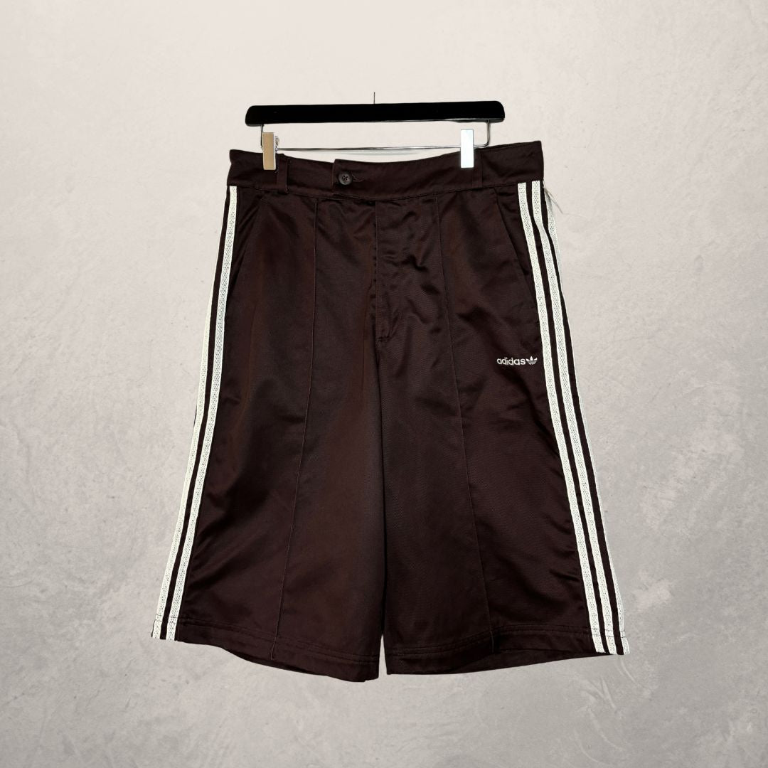 Adidas brown logo jorts w/ lace M/L