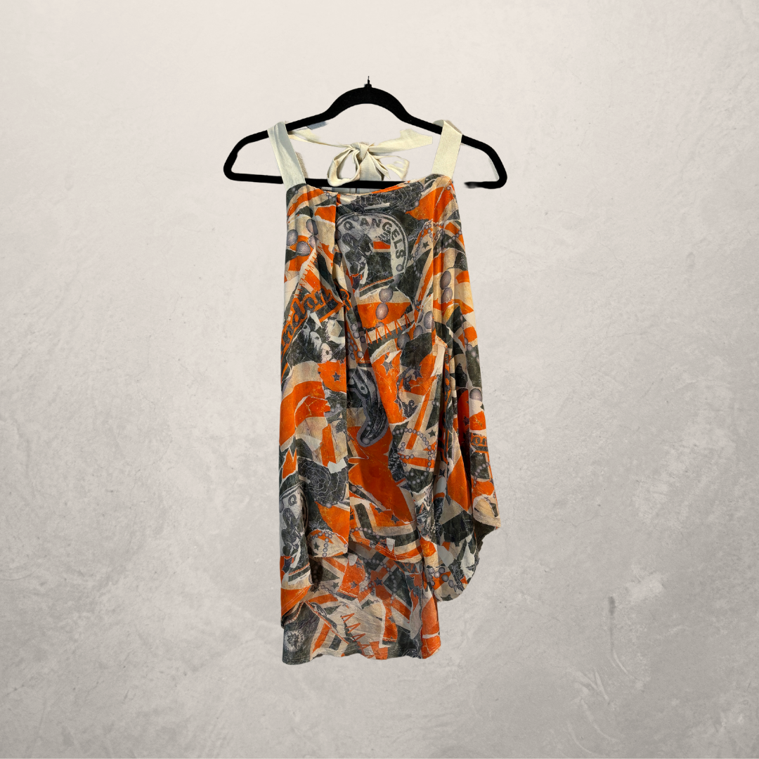 Alexander McQueen oranje zijden print top M