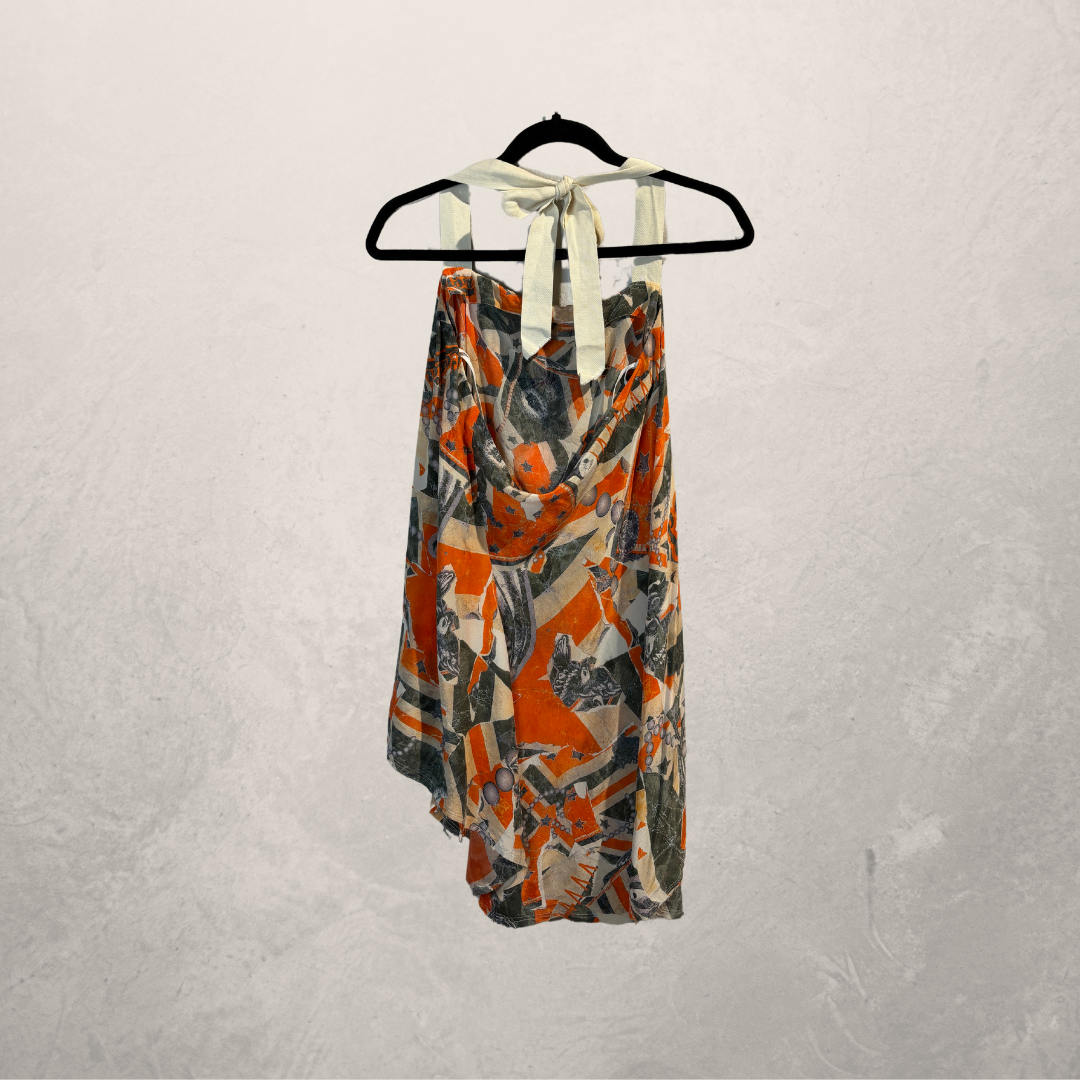 Alexander McQueen oranje zijden print top M