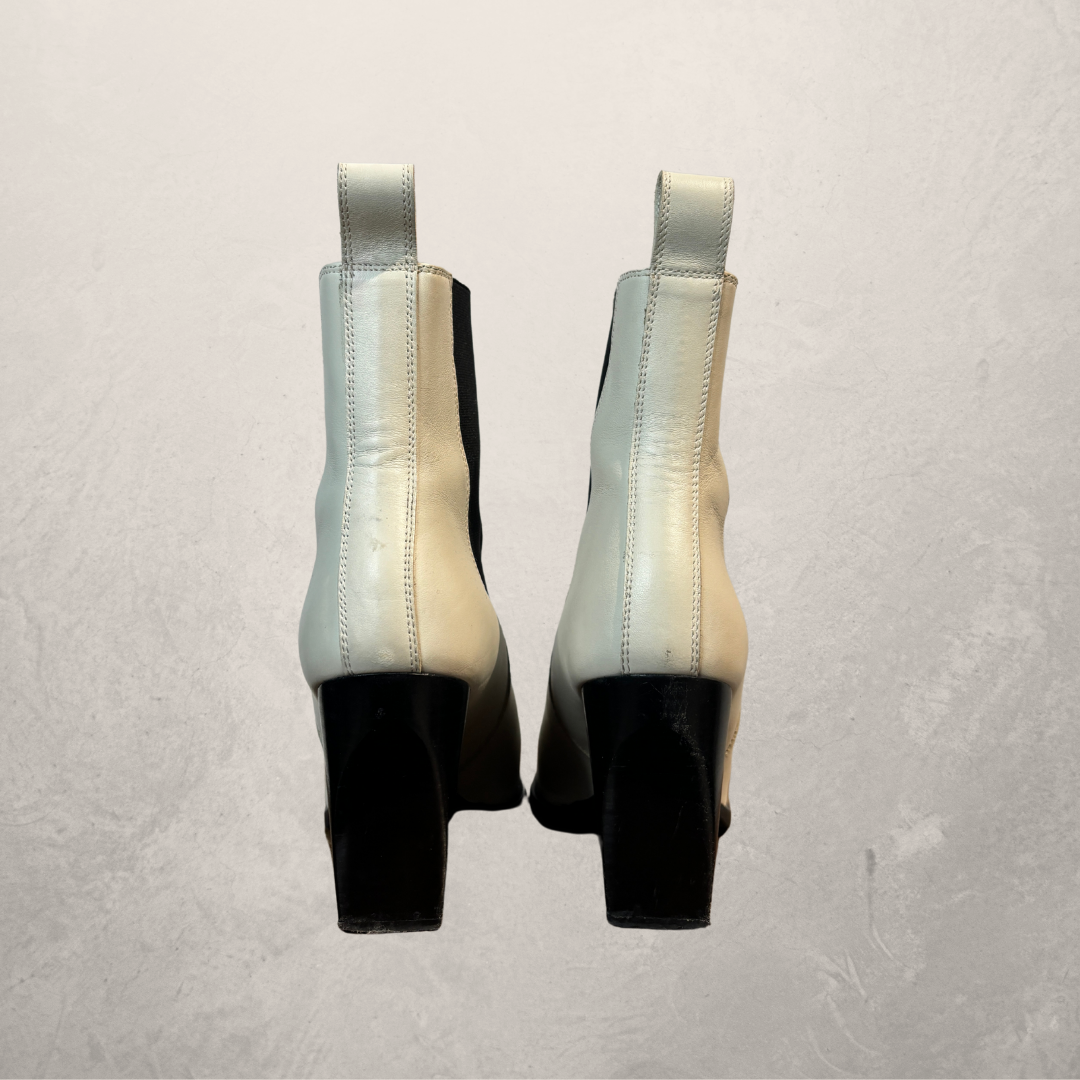 AllSaints white leather cowboy ankle boots 38