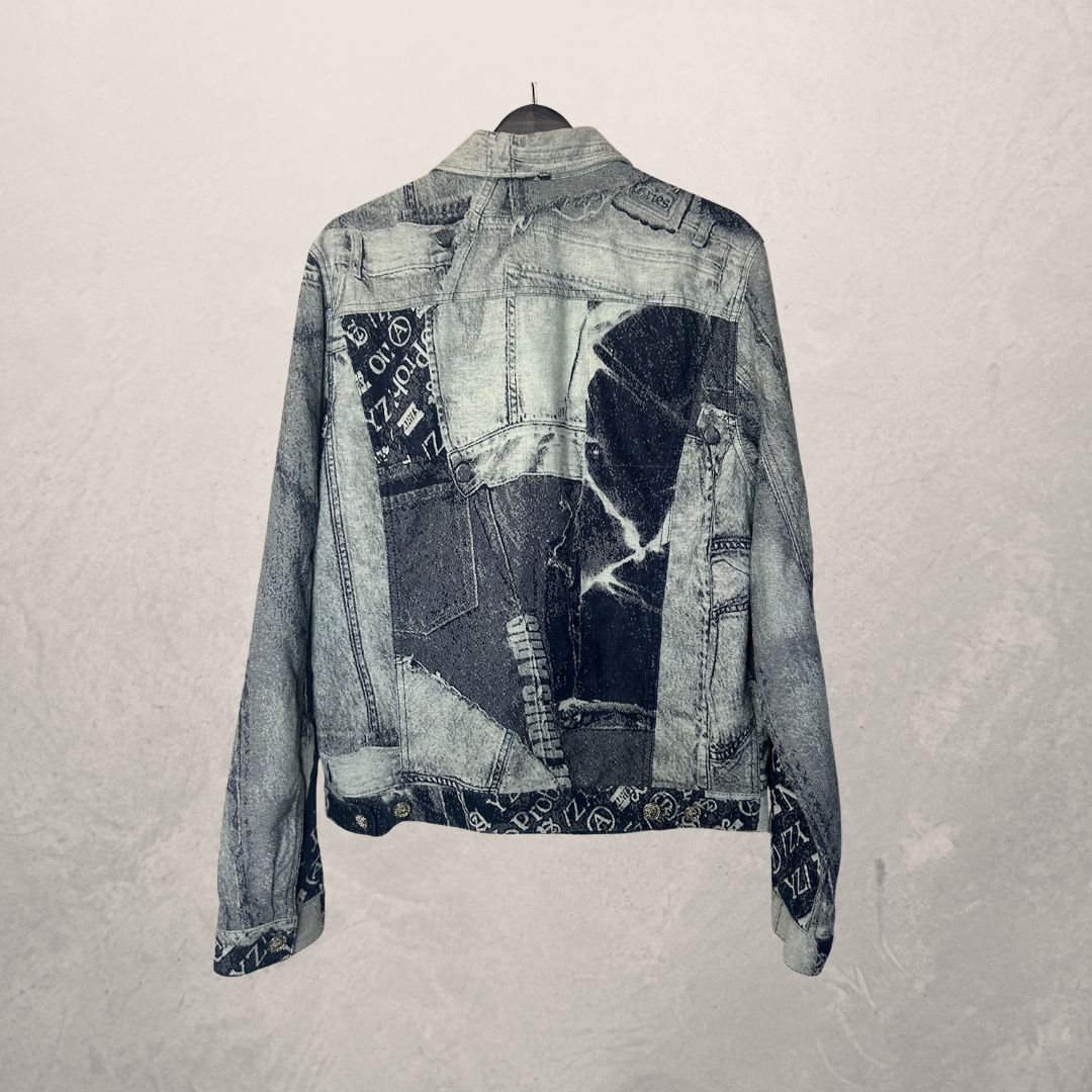 Aries No Problemo blauwe denim jas met print M