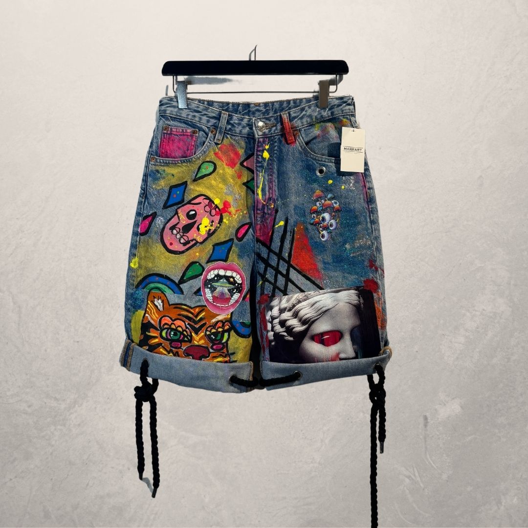 Art handpainted denim jorts M- by Ma.r.r.art