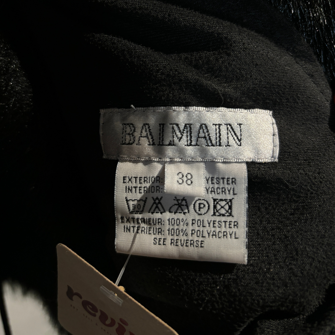 Balmain vintage black faux fur jacket S