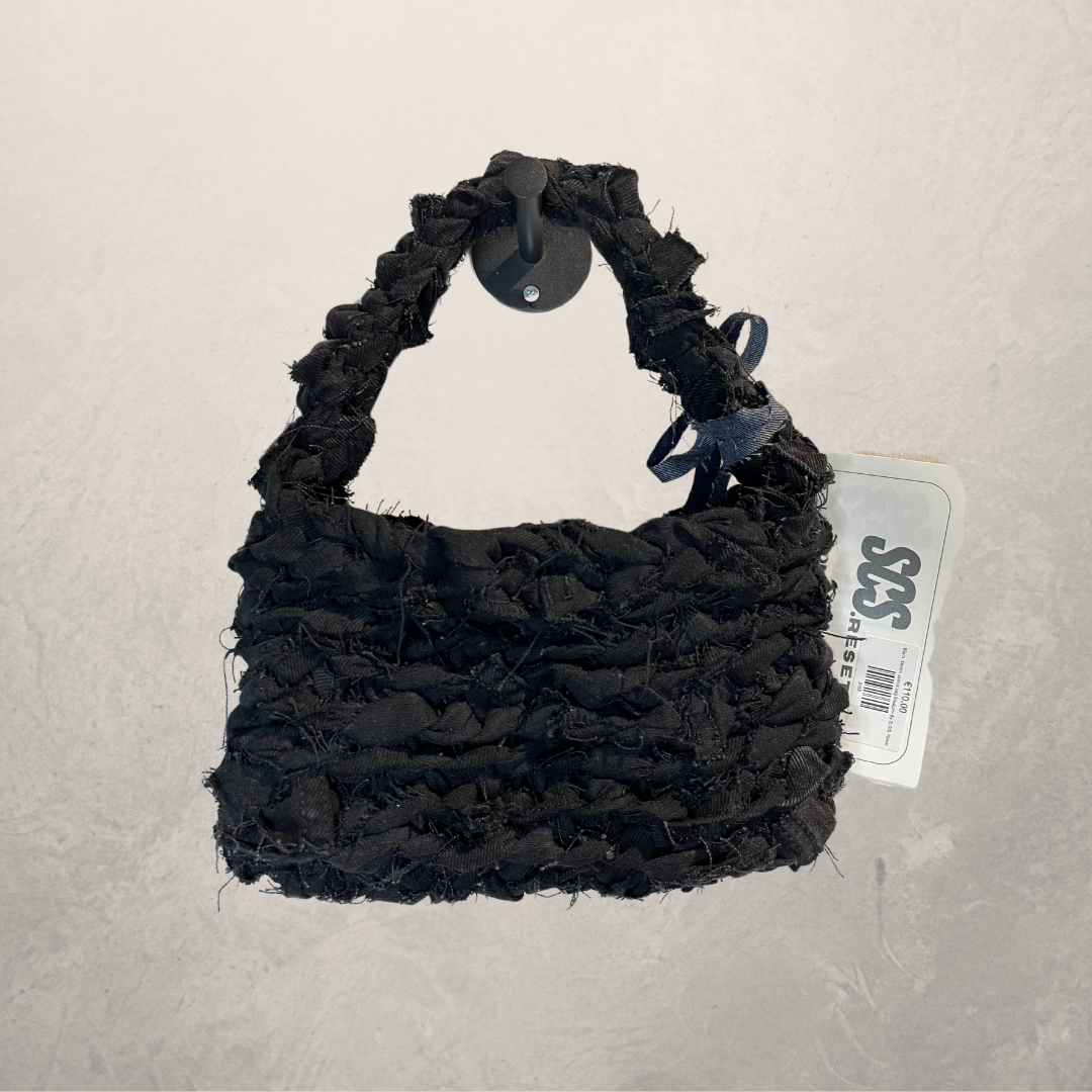 Black Denim crochet Jeanie bag Medium- By SOS.Reset