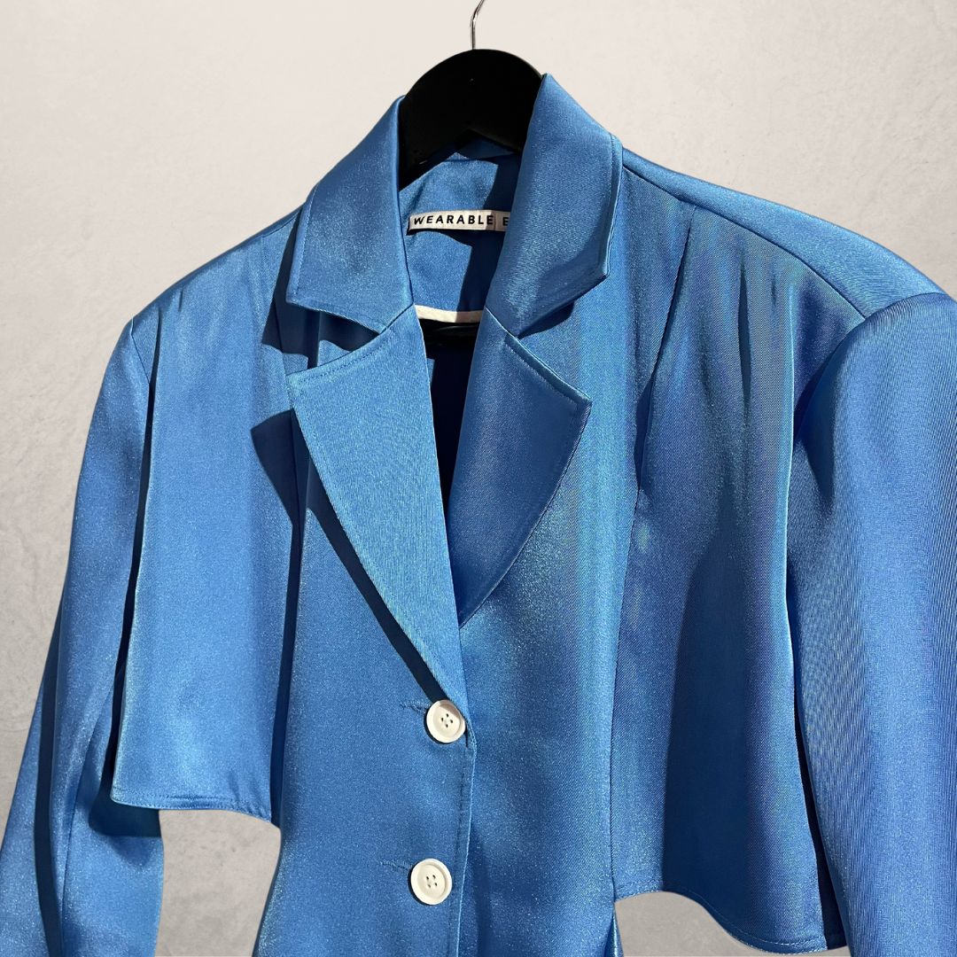 Wearable Event Satin blue blazer dress S/M