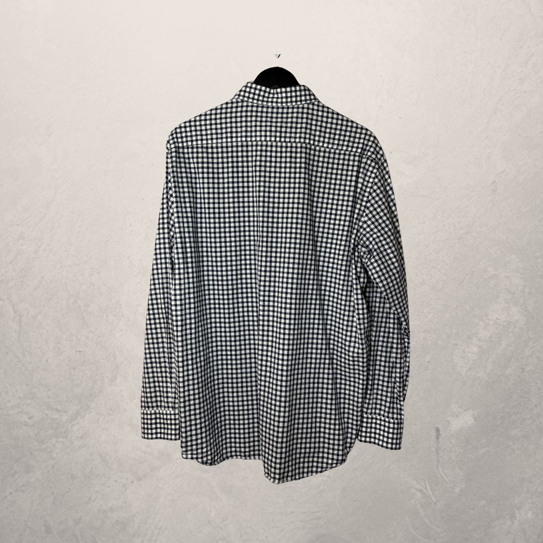 Brooksfield black white checkered shirt S