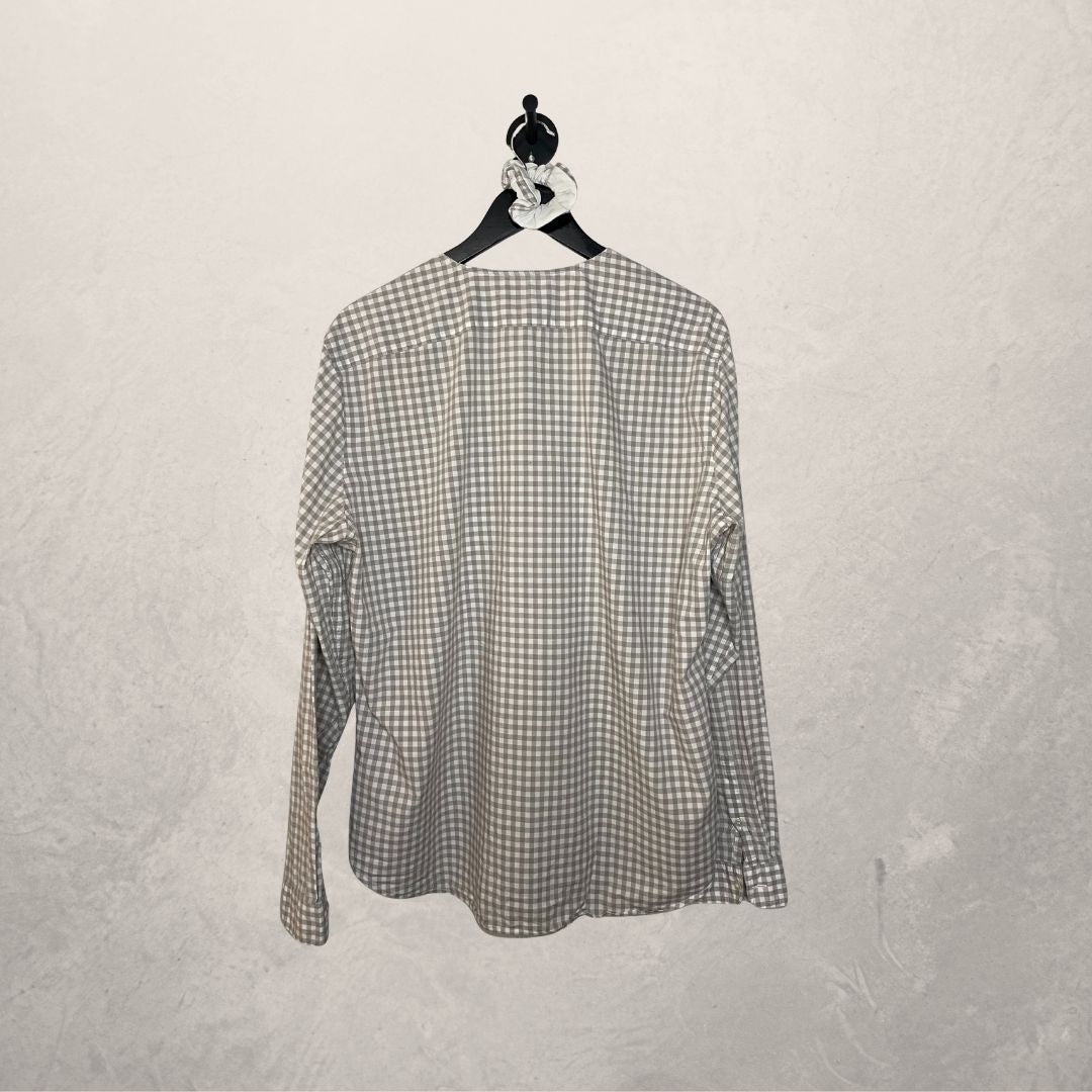 Burberry Beige and white checkered tie blouse M/L- By Mees.Makes