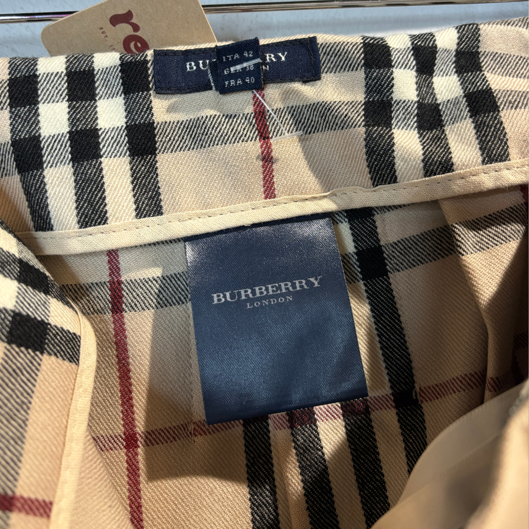 Vintage Burberry beige geruite minirok M