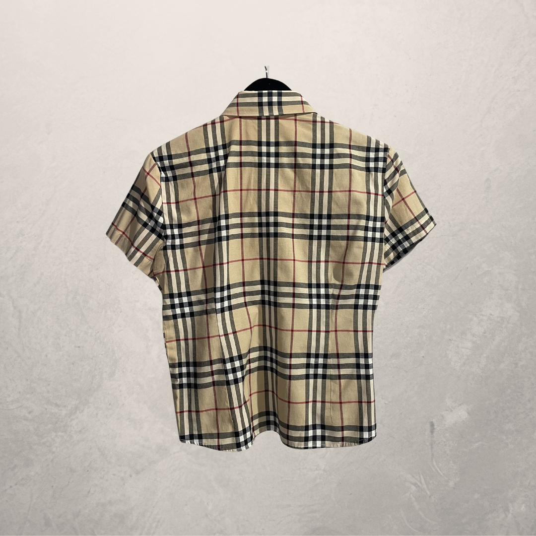 Burberry beige tartan ruit kort mouw shirt L