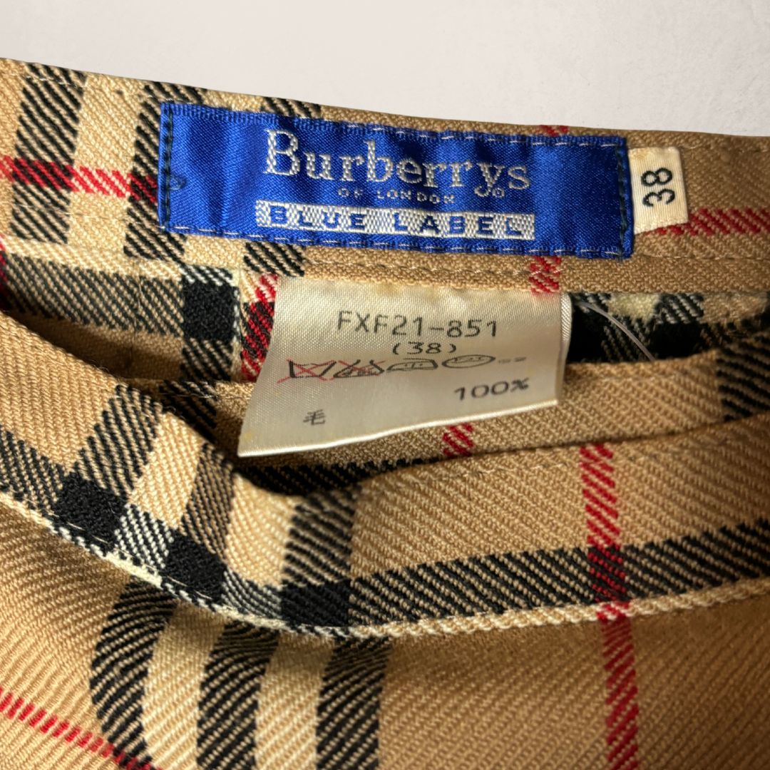 Vintage Burberry bruine geruite wollen rok maat S