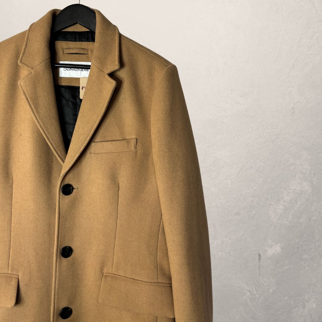 Calvin Klein camel woolblend coat M