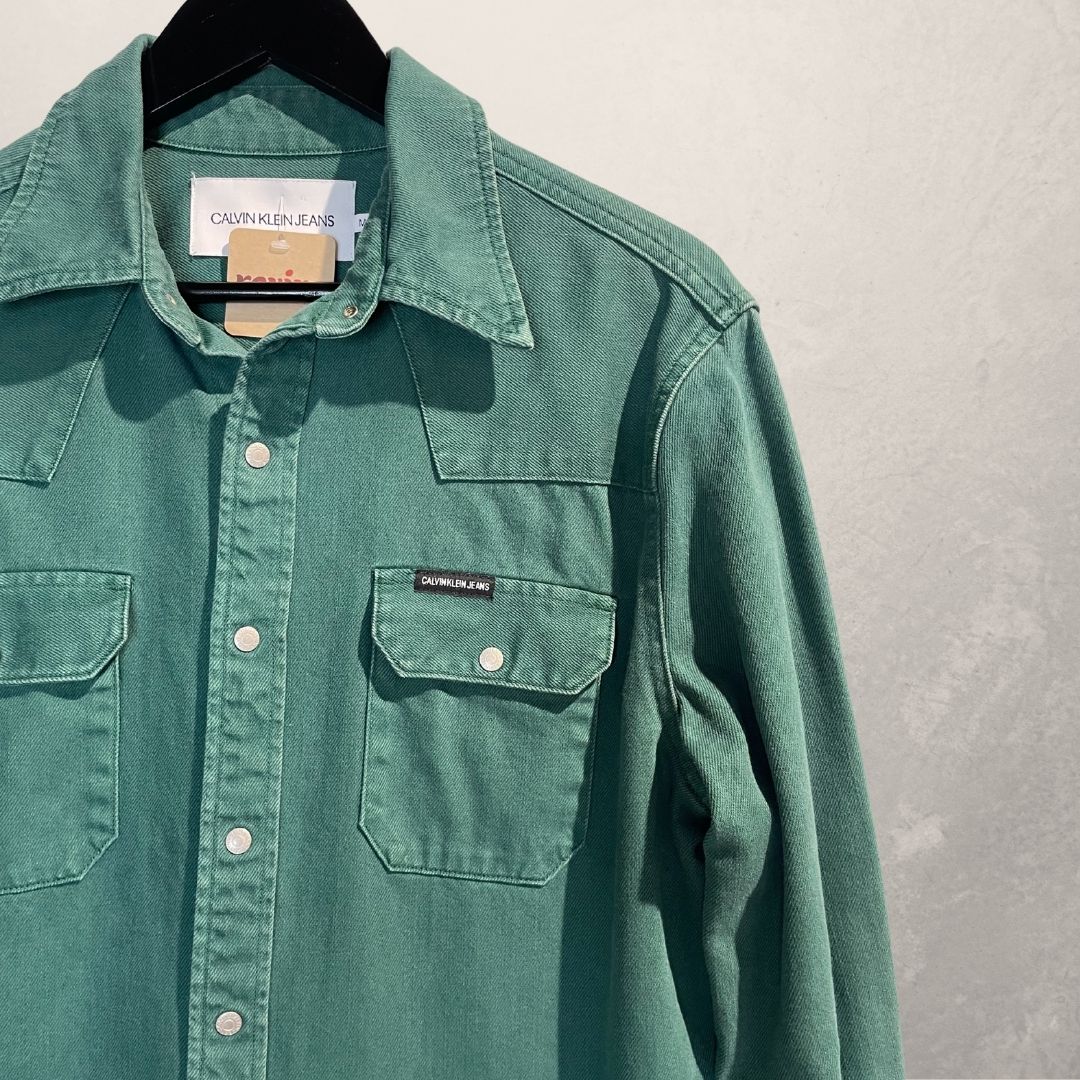 Calvin Klein donkergroen denim overhemd M