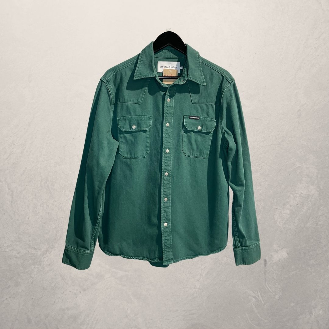 Calvin Klein donkergroen denim overhemd M