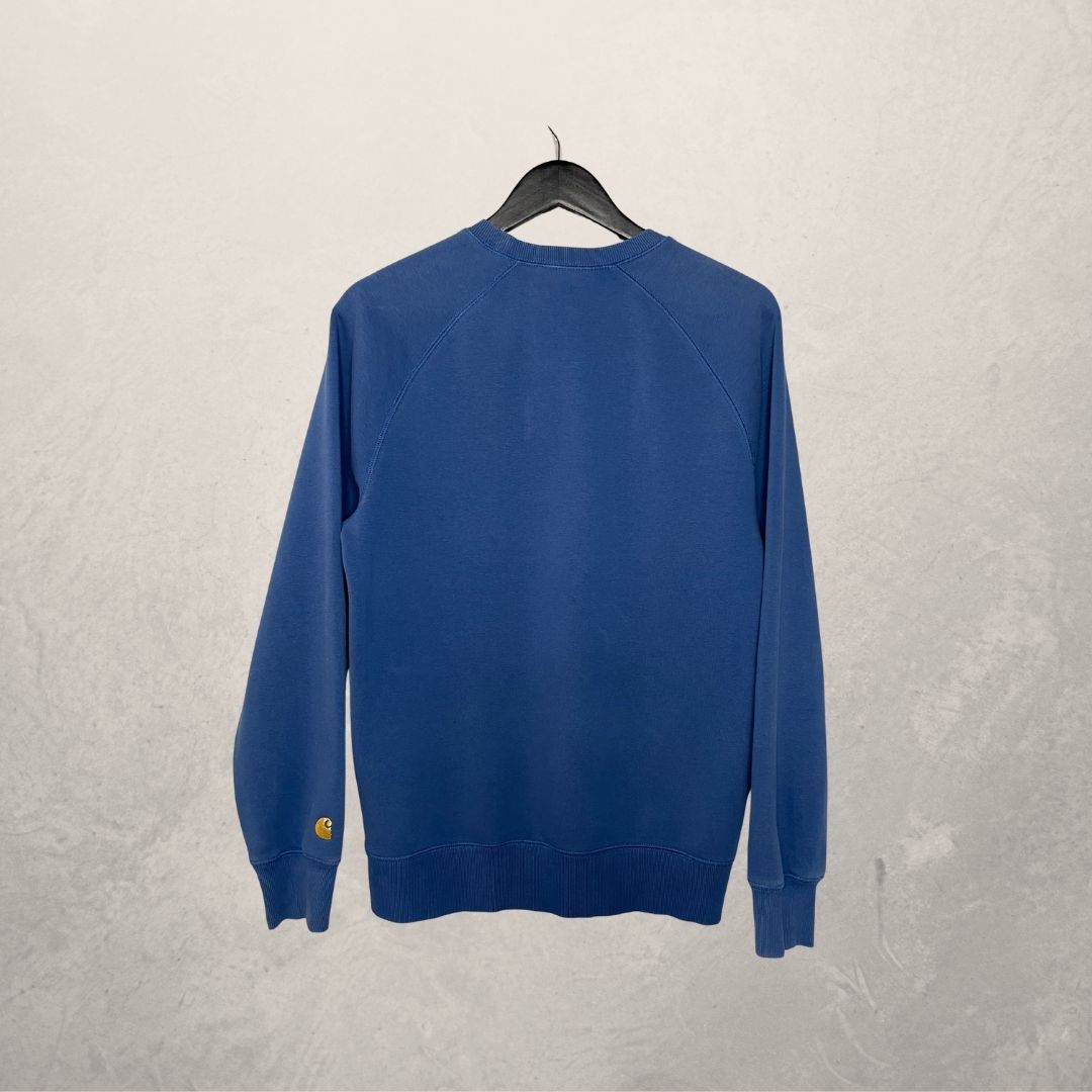 Carhartt blauwe basic logo trui S