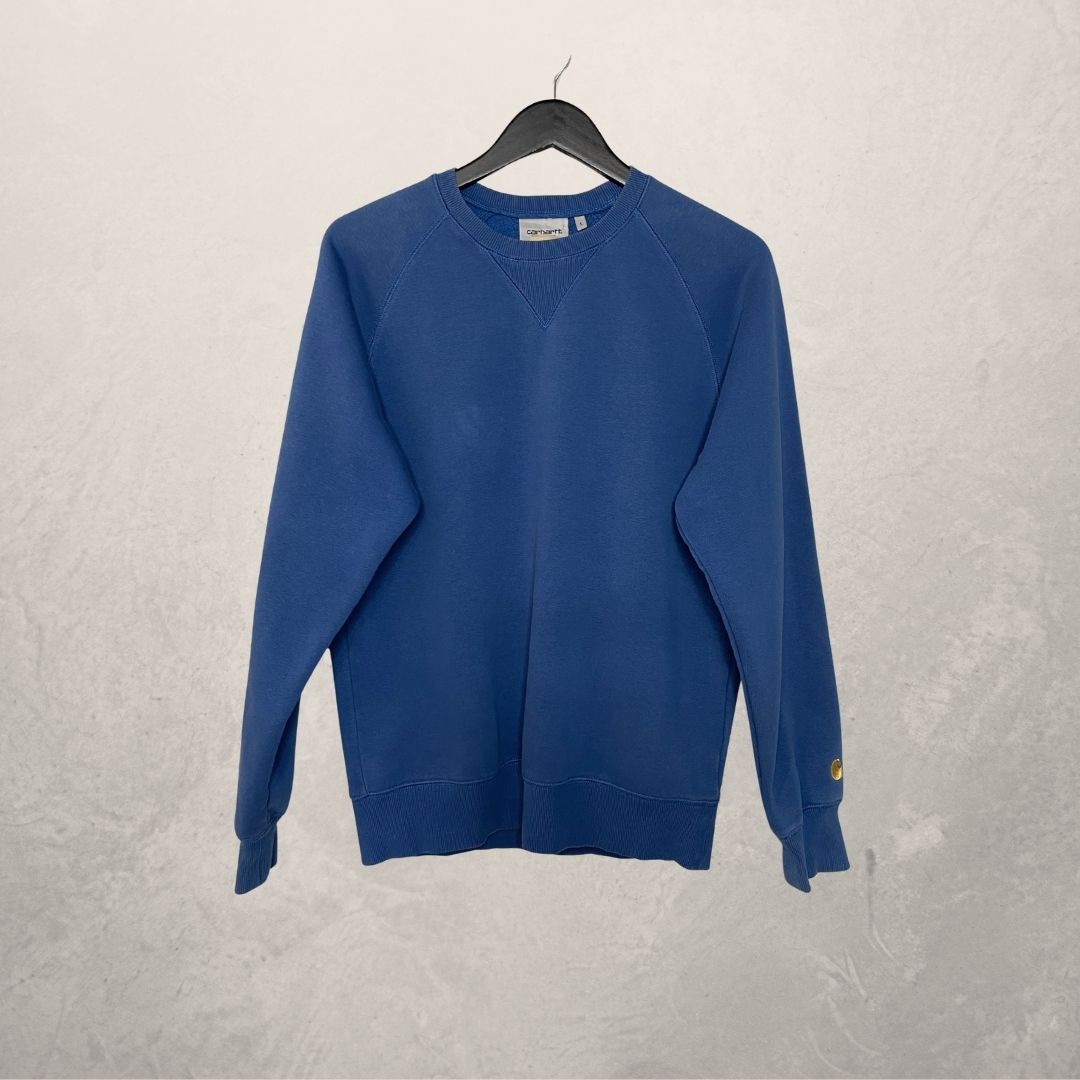 Carhartt blauwe basic logo trui S