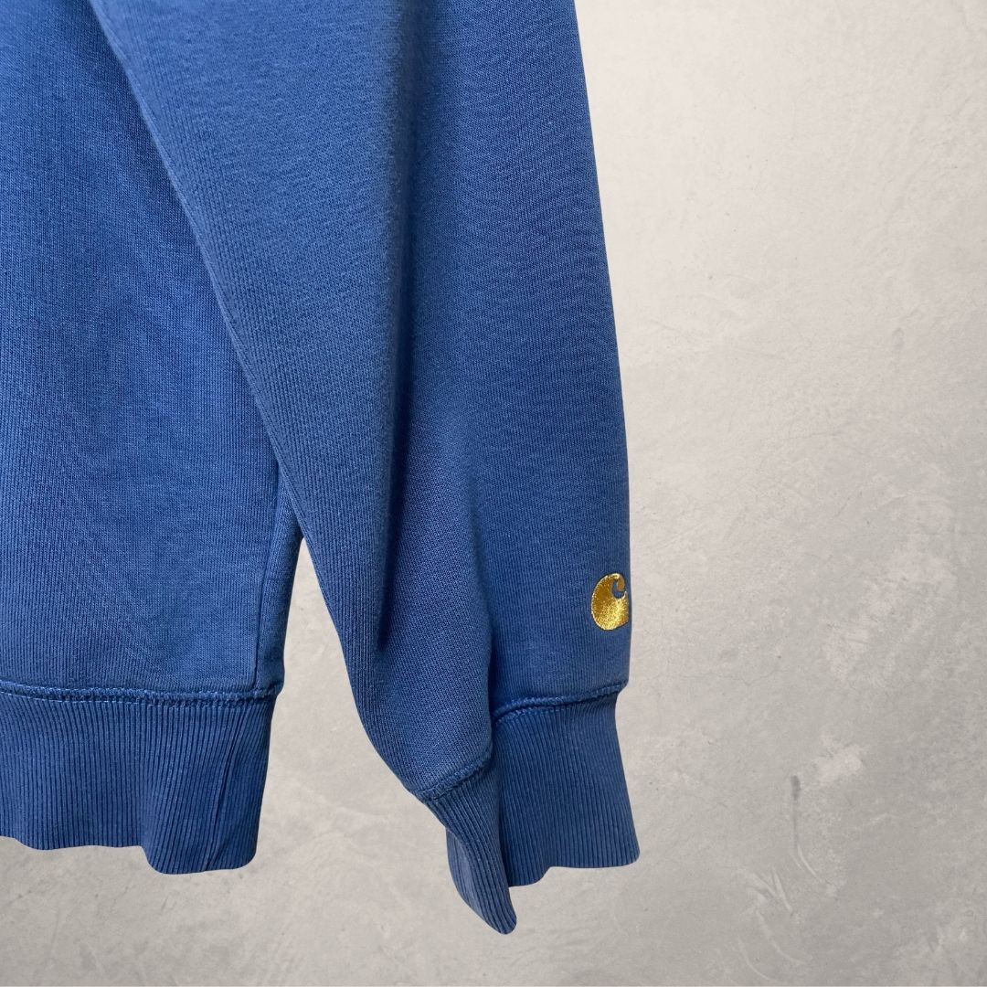 Carhartt blauwe basic logo trui S