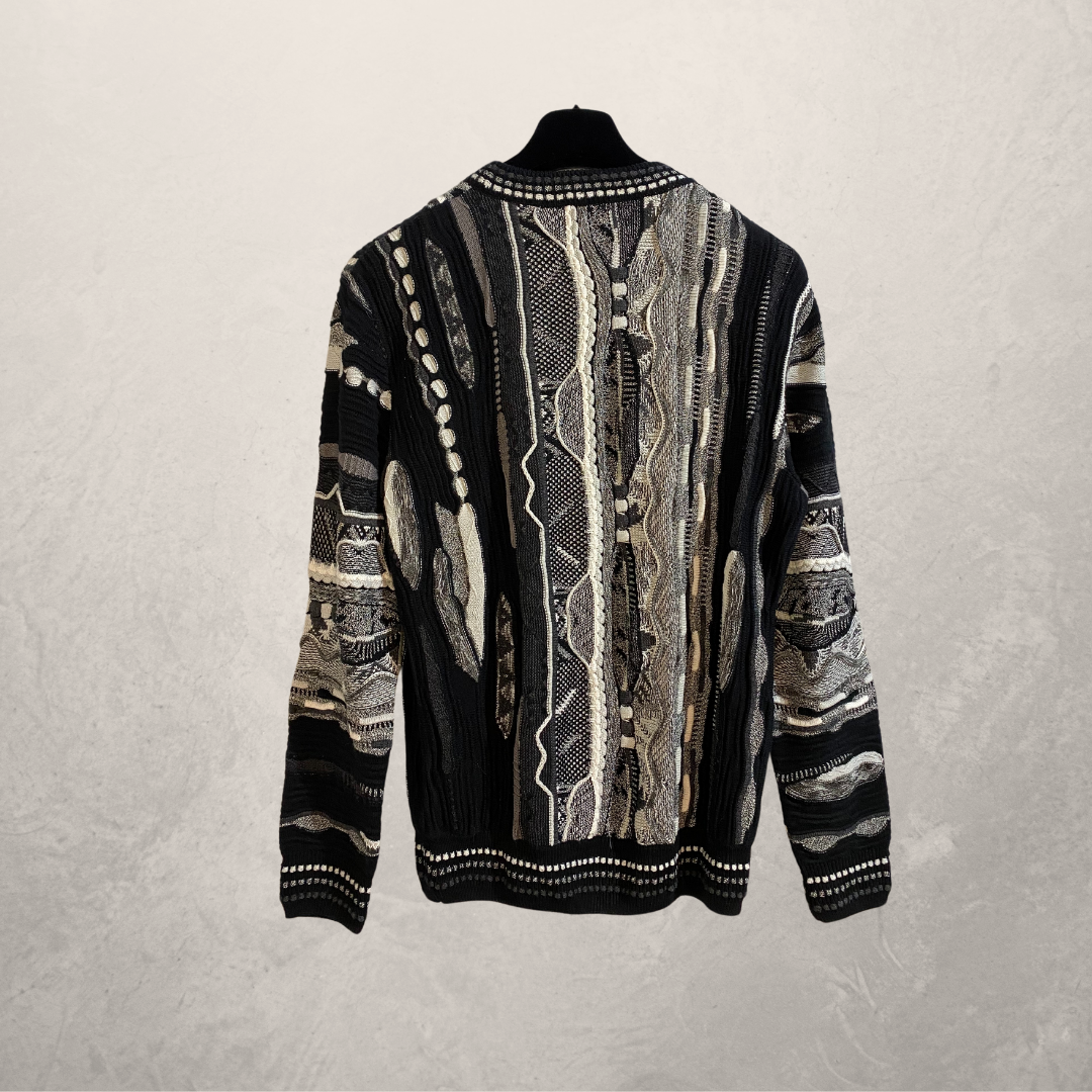 Carlo Colucci zwart grijs gebreide trui M