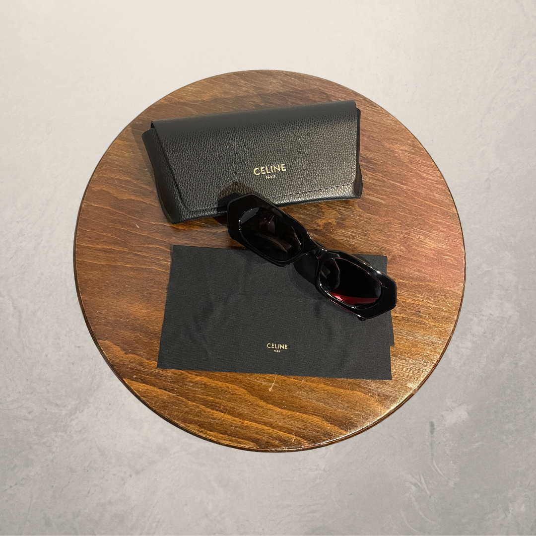 Céline black hexagon gold logo sunglasses